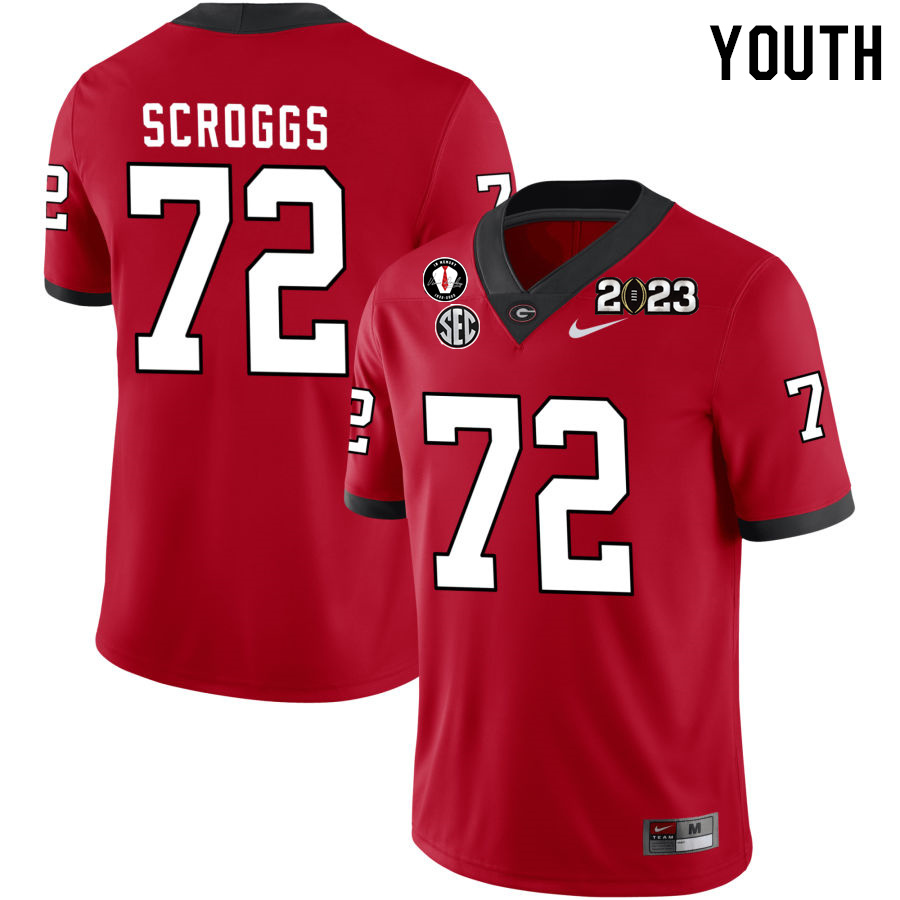 Youth #72 Griffin Scroggs Georgia Bulldogs 2022-23 CTP National Championship Football Jerseys - Click Image to Close